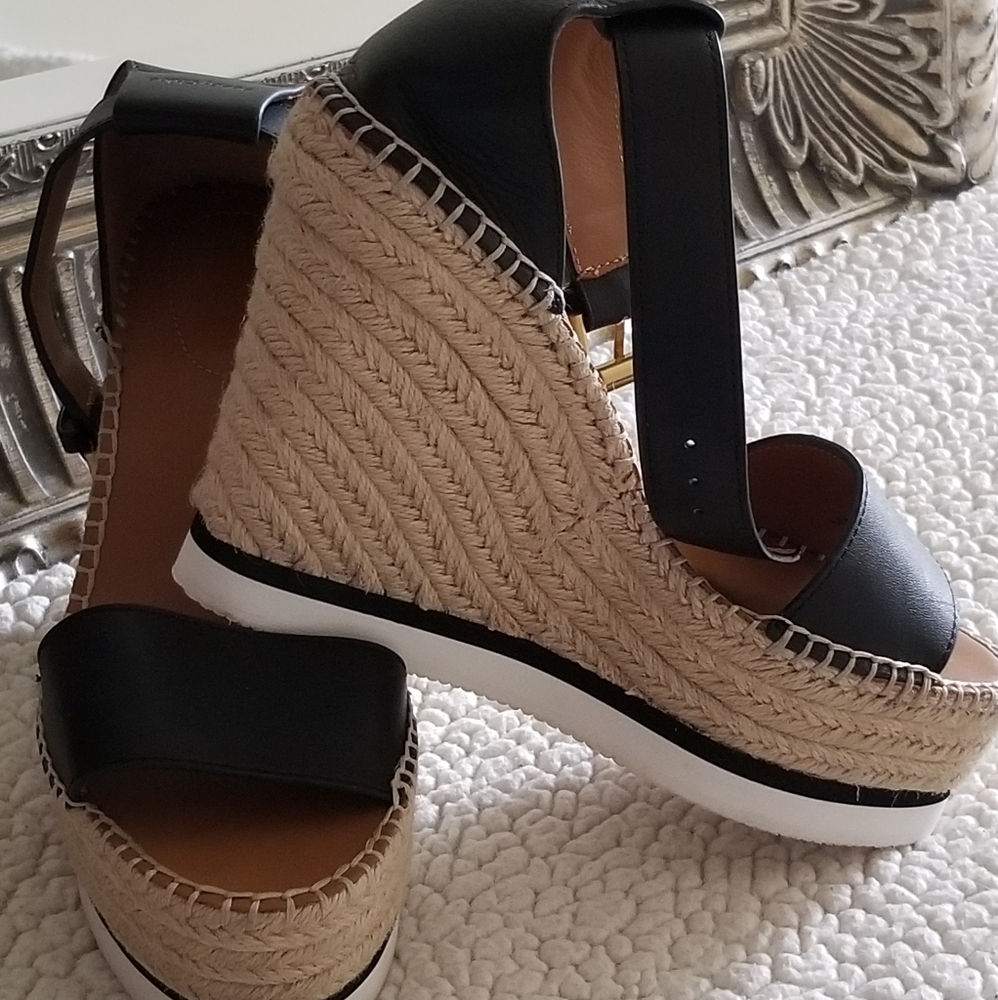 See By Chloe Black and Tan Wedge Heels - Picture 9 of 10